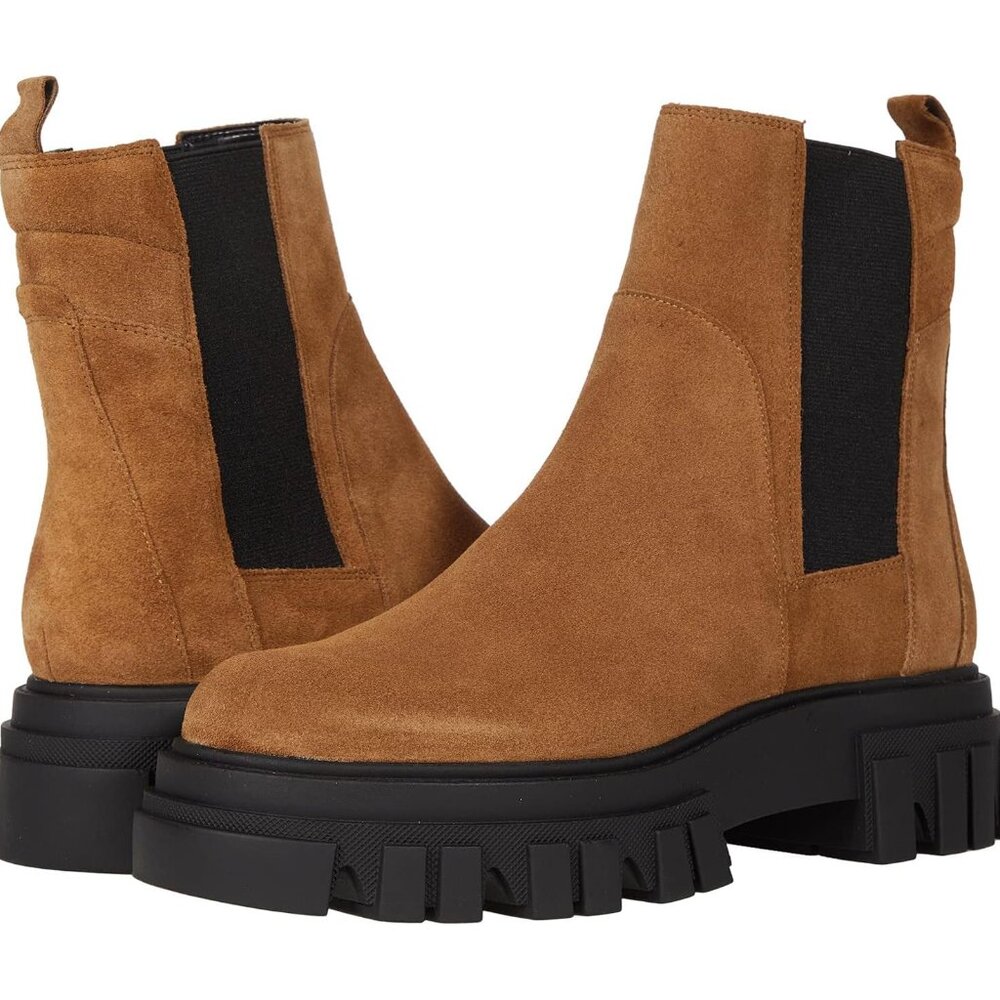 Marc Fisher Meron Lug Sole Chelsea Boots Chestnut Size 7.5